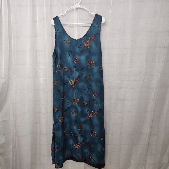 Blue Rust Floral Sleeveless Maxi Dress Reversible Boho M+ - Picture 10 of 10